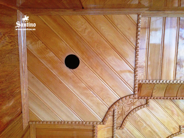 Thi công trần gỗ pơ mu nhà đẹp tại Sơn La