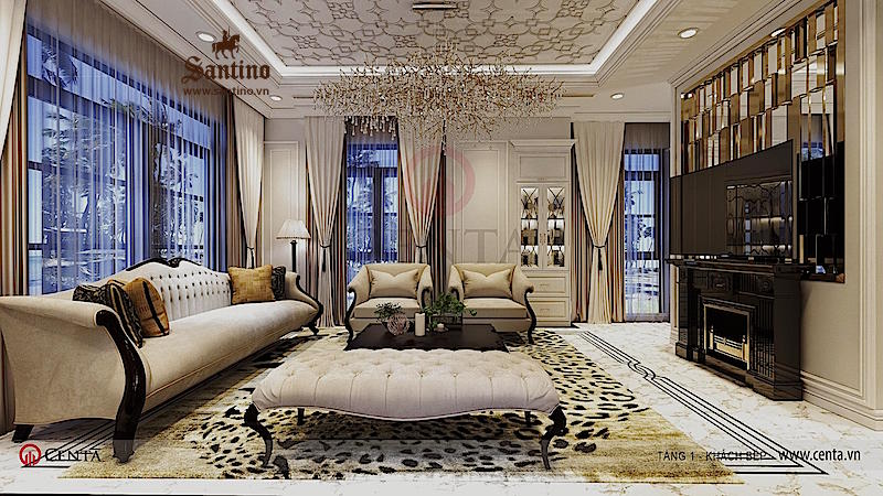 10 Mẫu thiết kế nội thất phòng khách Tân cổ điển đẹp