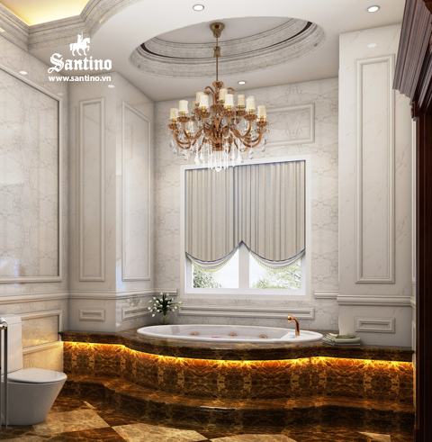 Phòng tắm Tân cổ điển, ốp đá Luxury 