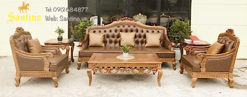 Bộ Sofa pha Tân cổ điển gỗ gõ đỏ Nam Phi.