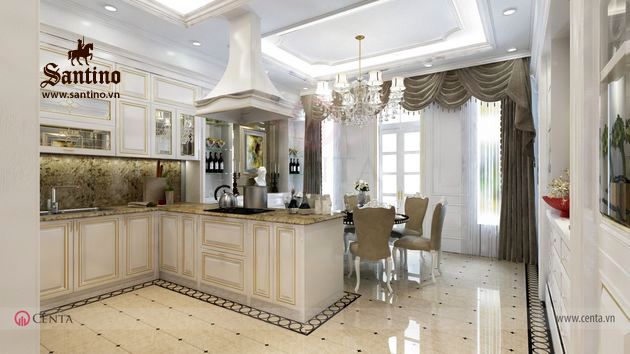 Thiết kế Nội thất phòng Bếp Tân cổ điển