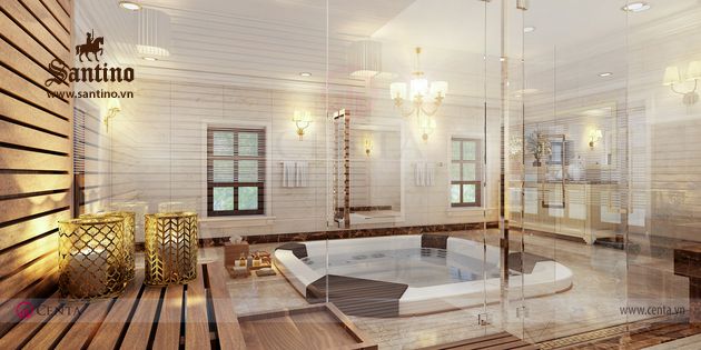 Sauna, Xông hơi, Thiết kế phòng tắm Tân cổ điển