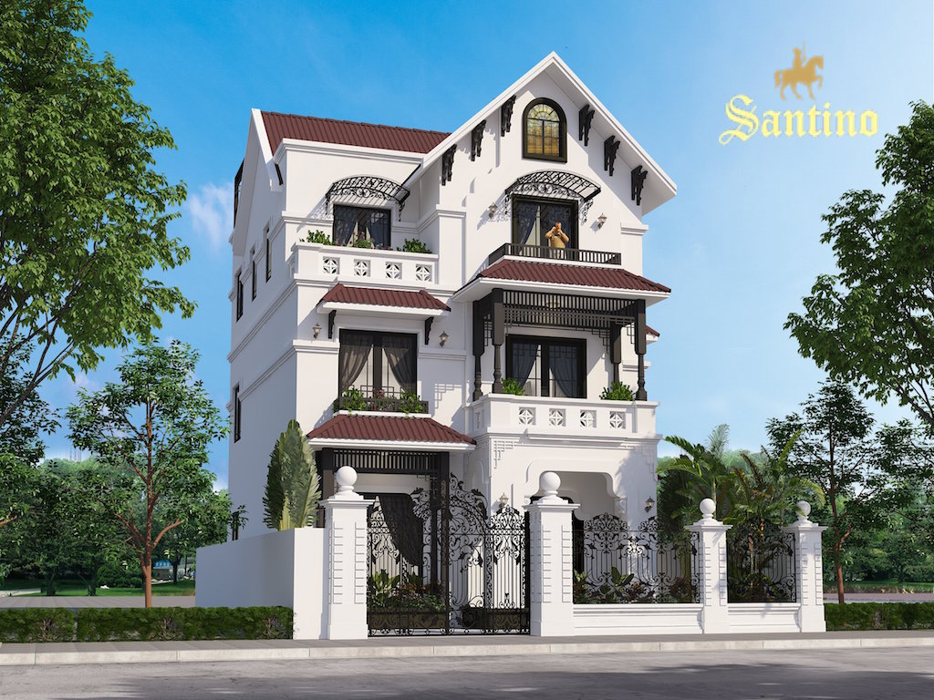 Thiết kế Kiến trúc Biệt thự phong cách indochine, Biệt thự Vinhomes Riverside, Long Biên, Hà Nội