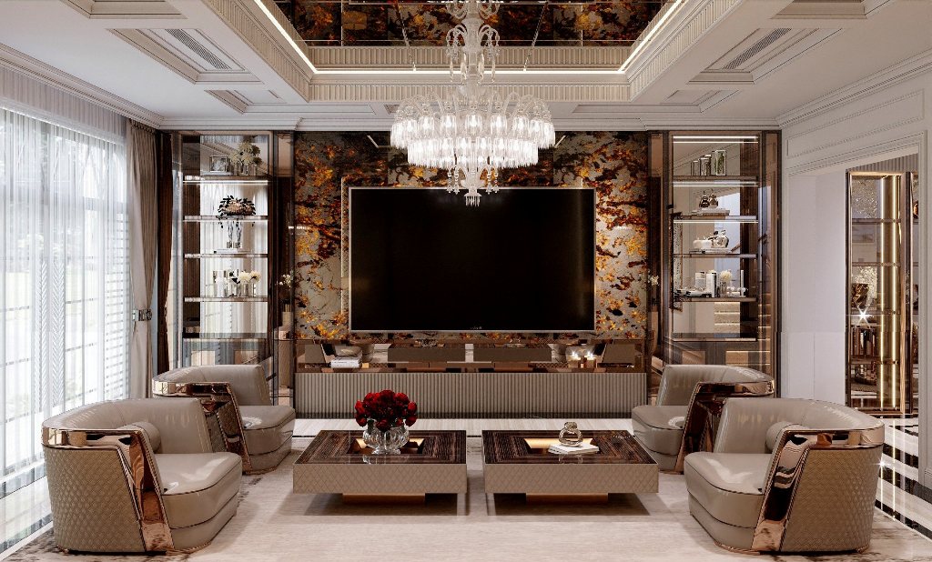 Thiết kế Nội thất phòng khách Luxury phong cách Tân cổ điển - Santino.vn