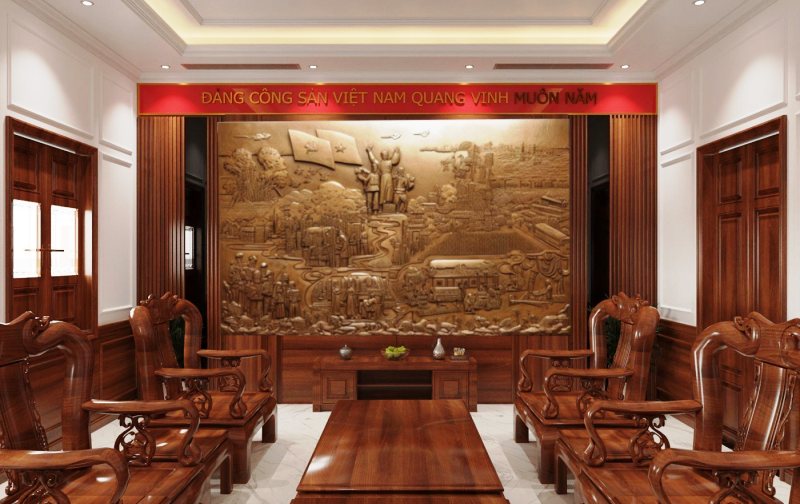 Thiết kế nội thất phòng tiếp khách UBND Huyện Ứng Hòa