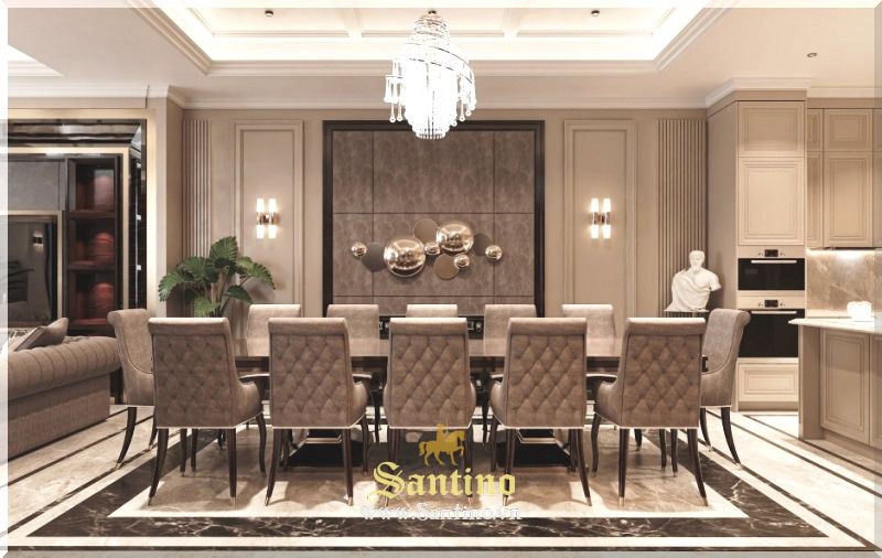 Thiết kế Nội thất phòng ăn và Bếp Tân cổ điển Luxury