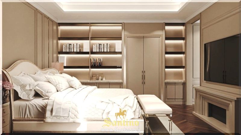 Thiết kế nội thất phòng ngủ master Tân cổ điển Luxury