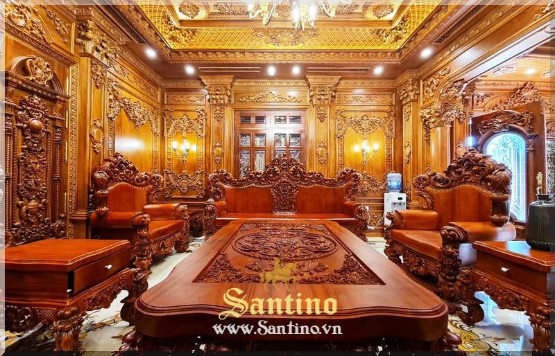 Thi công ốp trần tường gỗ tự nhiên Phòng khách Tân cổ điển Thi công ốp trần tường gỗ tự nhiên Phòng khách Tân cổ điển